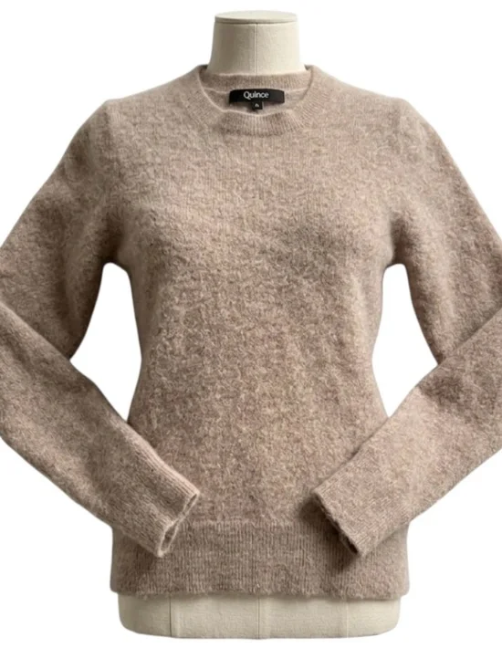 Quince Mongolian Cashmere Crewneck Sweater Sz S Oatmeal Cozy Luxury Shrunken Fit - Picture 1 of 11